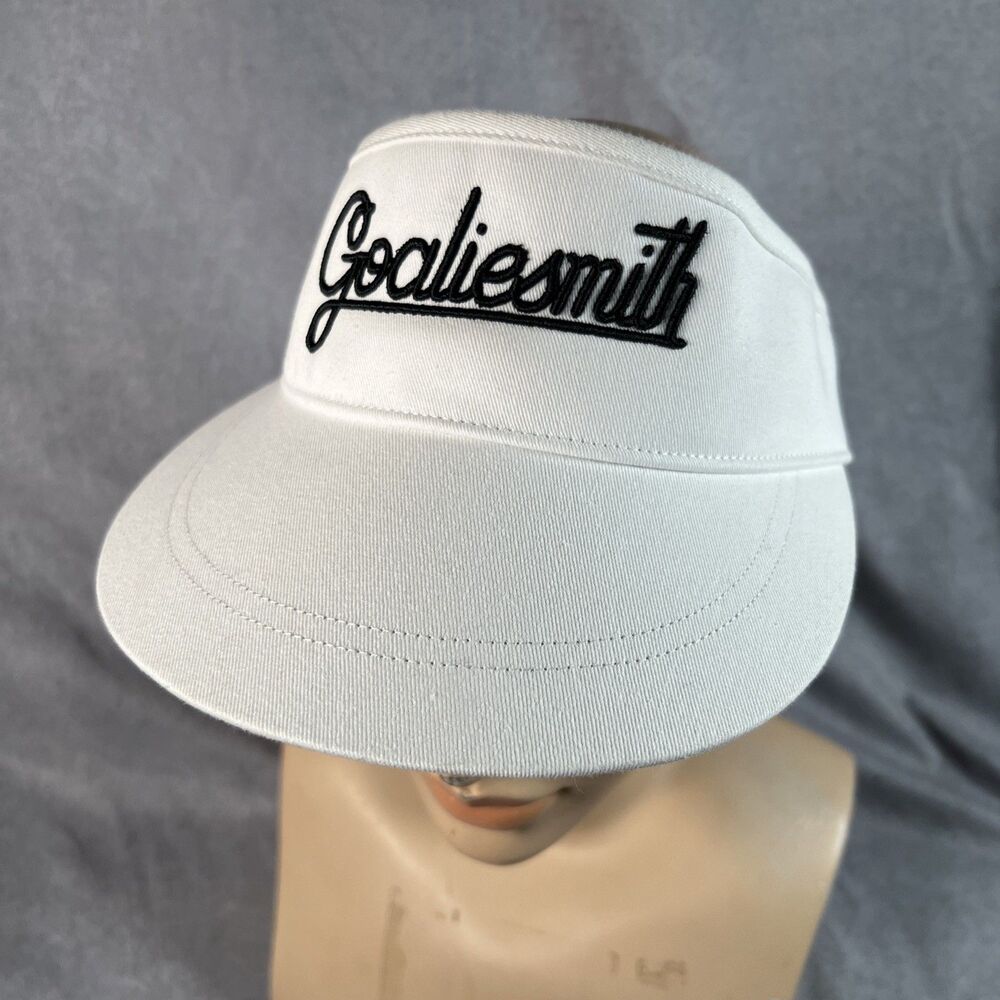 Goaliesmith  White Visor Black Text  Lacrosse